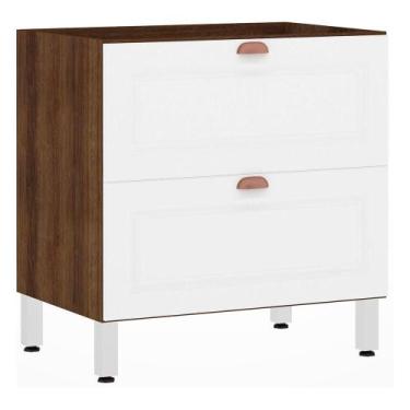 Imagem de Balcão Sem Tampo 80cm Misto Basculante Safir e Branco Pet - LUCIANE