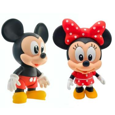 Imagem de Kit Brinquedo Bonecos Minnie e Mickey 12cm Vinil - Líder - Lider