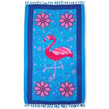 Imagem de Canga de Praia Retangular Poliéster Flamingo e Flores - Sarat Moda Ind