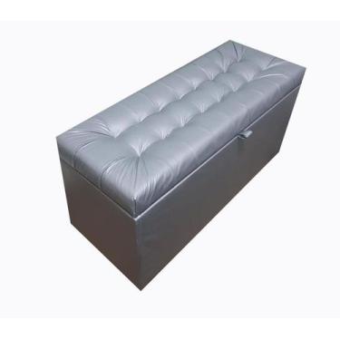 Imagem de Recamier puff baú estofado 1 metro - cinza - material sintético - NEGR