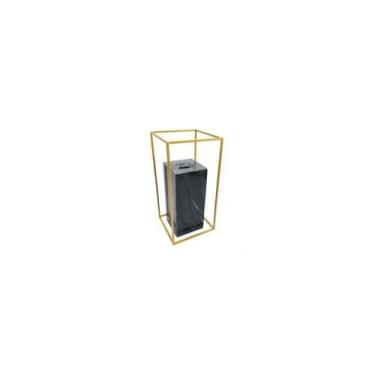 Imagem de Vaso Decorativo Maior Marmore c Armação Dourado Luxo - LUXdécor