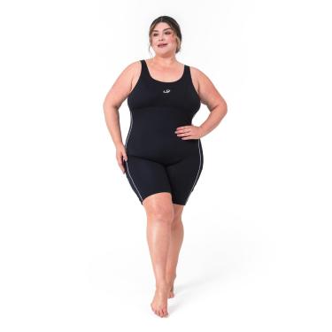 Imagem de Macaquinho Plus Size Helanca Com Viés para Natação e Hidro, Feminino, Hammerhead, Preto/Branco, Tam 56