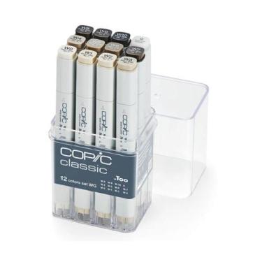 Imagem de  Caneta Copic Marcador Classic 12 Cores Cinza Quente Ponta Dupla