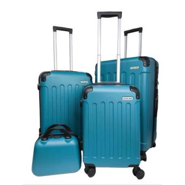 Imagem de Kit Malas de Viagem 4 peças ABS Giratória - PAIVA BAG, Azul piscina