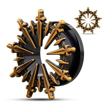 Imagem de COOEAR Túnel e plugue de orelha de circo com espada de parafuso, medidores de carne para brincos, 1 par de extensores de piercing., 5/8"(16mm), Aço inoxidável, Arenito