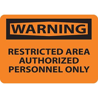 Imagem de National Marker W10RB Placa "Aviso, Área Restrita Autorizada Apenas Pessoal Autorizado", Plástico Rígido, 25,4 cm x 35,5 cm
