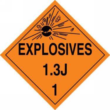 Imagem de Accuform MPL124CT10 PF-Cartolina Hazard Class 1/Division 3J DOT Placard, Legend "Explosives 1.3J 2.5 cm com gráfico, 26 cm de largura x 26 cm de comprimento, preto em laranja (pacote com 10)