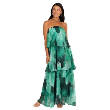 Imagem de Petal & Pup Vestido longo sem alças Bloom feminino, Floral verde, GG