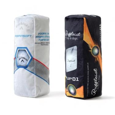 Imagem de RUFF PUFF Brinquedos para cães - Paródia de bolas de golfe para cães com Squeaker - Material de golfe - Brinquedos de pelúcia engraçados para cães com Squeaker - Brinquedo de paródia para cachorro -