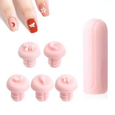 Imagem de Conjunto de 6 peças de canetas, 5 designs de silicone para carimbos de flores, ferramenta de carimbo de unha de graffiti, design de unhas, ferramentas de pontilhamento para mulheres, presente para