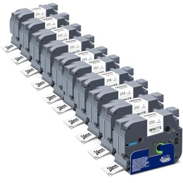 Imagem de Absonic Pacote com 10 24 mm de fita adesiva branca laminada Tz para etiqueta Brother Tze-251 Tze251 Tz251 Tz-251 P Touch Label Tape 24 mm 1 polegada branca Tze Label Maker Tape 2.4 cm para PTD600