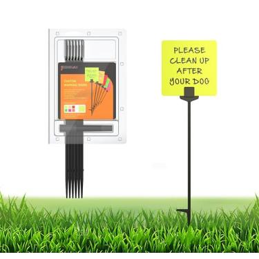 Imagem de JIZHGRAD Placas de jardim em branco com estacas – Kit DIY de papelão amarelo de 16 mil – 12 placas de gramado de 15 x 15 cm + 6 peças de estacas de 40,6 cm + 1 caneta para placas de cachorro sem cocô,