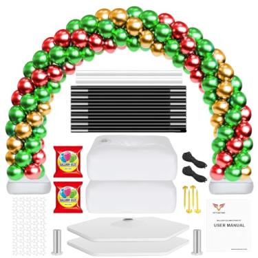 Imagem de Kit de arco de balão com base, VETOGETHER 2,5 m de altura e 3,5 m de largura, suporte ajustável com 2 peças de base de água, 50 clipes de balão, bomba de balão, fita para decoração de festa de aniversário de casamento
