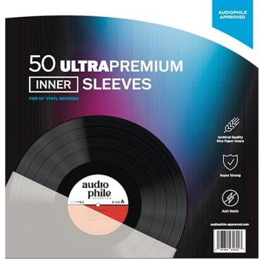 Imagem de Audiophile Approved - Vinyl Record Inner Sleeves: Ultra Premium 3 Layer Rice Paper Inners - 50 Pack for 12” Records - Archival Quality Anti-Static
