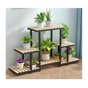 Imagem de Flower Rack，Plant Stand Indoor Outdoor，Tier Plant Stand ，Floor-Standing Glower Rack，Storage Rack，Simple Plant Stand，for Living Room Balcony Garden，Yellow, Brown(Yellow B)