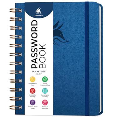 Imagem de Clever Fox Espiral de Livro de Palavra-passe – Mini Organizador de Endereços e Senhas da Internet com Abas Alfabéticas Laminadas – Caderno Pequeno Porta-Senhas – Capa dura, Tamanho de Bolso, 12 x 14,5