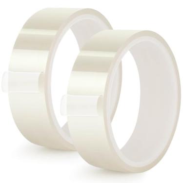 Imagem de Billbotk Fita resistente ao calor de 20 mm para sublimação, fita de transferência de calor para prensa térmica, fita térmica sem resíduos para sublimação, prensa térmica HTV (transparente)