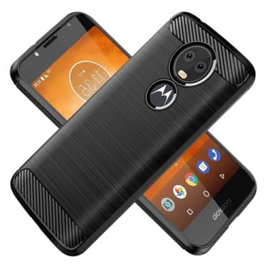 Imagem de HTXWXJC Capa para Moto E5 Plus, Motorola E5 Supra, XT1924, capa protetora fina de borracha TPU de fibra de carbono antiarranhões à prova de choque para Motorola Moto E5 Plus preta