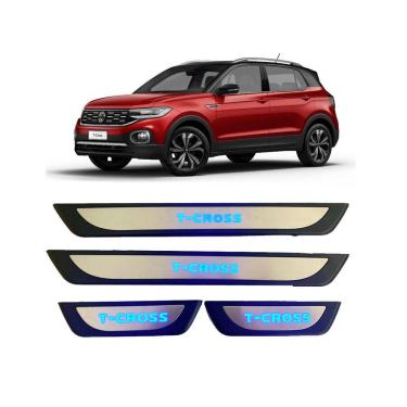 Imagem de Soleira de Porta T-Cross TCross Aço Inox iluminada com Led Azul - KX3