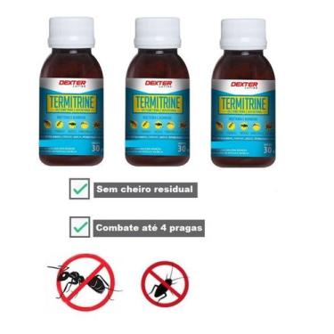 Imagem de Kit 3 Termitrine 30ml Mata Baratas Formigas Pernilongos - DEXTER LATIN