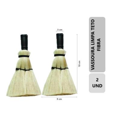 Imagem de  2 Unidades Vassoura Escova Limpa Teto Tira Teia Sisal Fibra Sem Cabo 