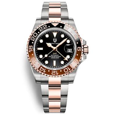 Imagem de Relógio masculino Pagani Design GMT relógios de pulso automáticos 40 mm data 100 m à prova d'água aço inoxidável vidro safira vidro mecânico PD-1662, 3, ouro rosa, preto, lazer, moda, viagens. Piloto,