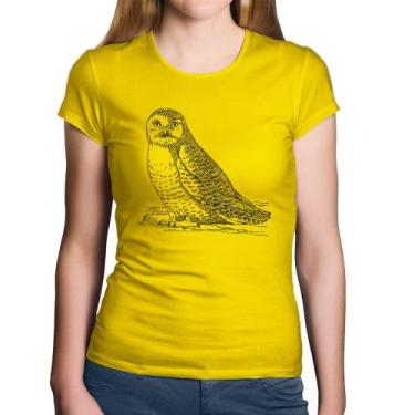 Imagem de Baby Look Algodão Coruja Traços - Foca na Moda, Amarelo, P