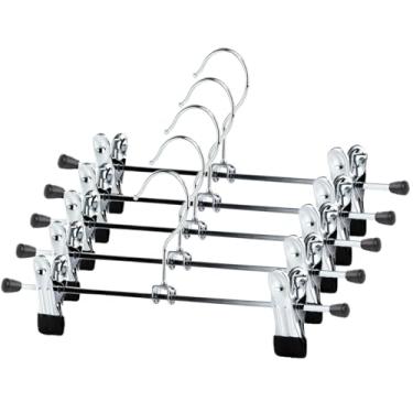 Imagem de Kit 10 Cabides Presilha Metal Cromado Premium Saia Calça Bermuda Vestido Reforçado