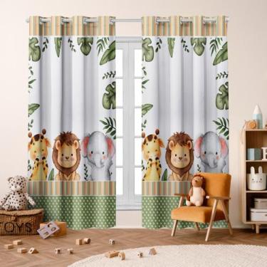 Imagem de Cortina Safari Baby 3,00X 2,20 p/ Quarto Infantil Criança Bebe, Janela