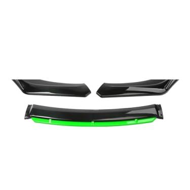 Imagem de 3PCS compatível com novo estilo de carro pára-choque dianteiro lábio corpo kit spoiler divisor fibra de carbono tira decorativa pára-choque canard lábio divisor universal(Bright black(GREEN))