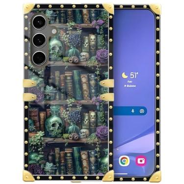 Imagem de DAIZAG Capa compatível com Samsung Galaxy S24 Plus/S25 Plus, placa de xadrez de flor de esqueleto, decoração dourada, capa protetora de TPU macio, antiarranhões para Samsung Galaxy S24 Plus/S25 Plus