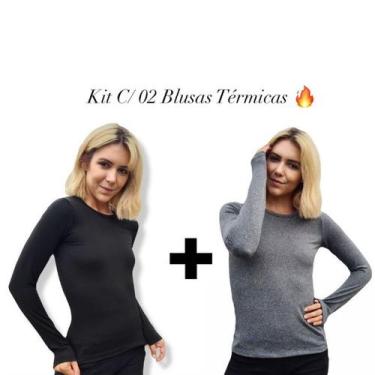 Imagem de Kit 2 Blusas Segunda Pele Feminina Térmica Peluciada - Sem Marca, P, P