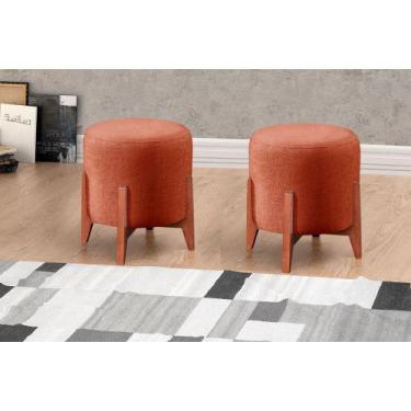 Imagem de Puff Banqueta Thor Luxo em Madeira Maciça Castellar Móbile, Terracota