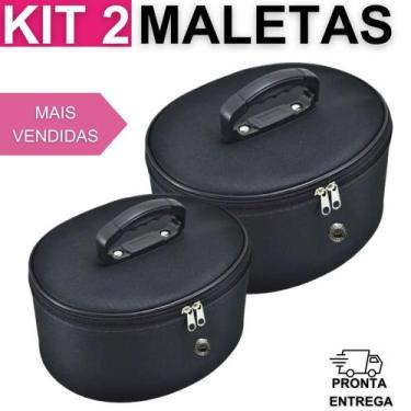 Imagem de Kit 02 Maleta Frasqueira Necessaire Bolsa de Mão Para Viagem Maquiagem