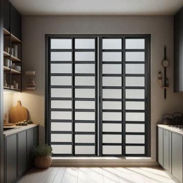 Imagem de Porta de Correr com Travessas 4 Folhas Moveis 210 X 240 Elite com Fech