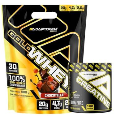 Imagem de Kit Gold Whey Sabor Chocotella 900g + Creatina Platinum 300g - Adaptogen Science