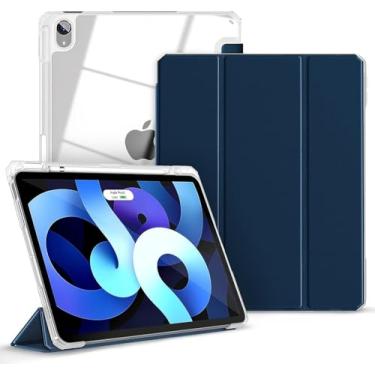 Imagem de Capa PREMIUM iPad Air 4a, 5a e 6a Geração 10.9″ - Suporte para Apple Pencil Fundo Transparente Proteção Total - Anti Impacto/Auto Sleep/Tampa Magnética/Premium Resistente Funcional (Azul Marinho)