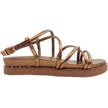 Imagem de Sandália Feminina Papete Flatform Casual Dia a Dia Passeio Trabalho Metalizada Conforto Via Marte 169-004
