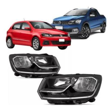 Imagem de Par Farol Gol Saveiro Voyage G8 Foco Duplo Máscara Negra 2016 2017 201