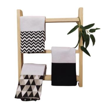 Imagem de Escada Decorativa P/ Pano De Prato Ou Lavabo Madeira Pinus - MV Utilid