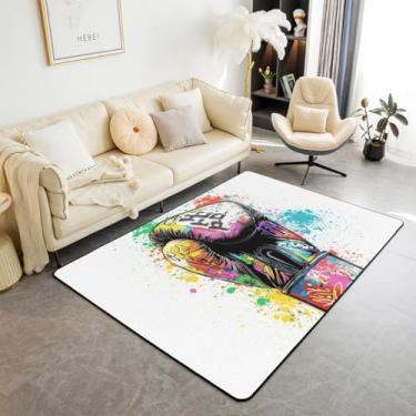 Imagem de Feelyou Tapete para área de boxe infantil, tema de jogos esportivos, tapetes de sala de estar, 7 x 12 cm, para decoração de quarto de meninos, meninas, adolescentes, luvas de boxe, tapete decorativo,