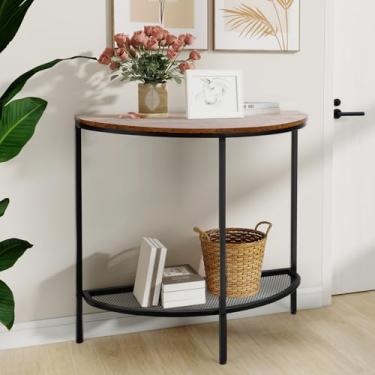 Imagem de Mesa de entrada, mobília de sala de estar: mesa de console moderna de 2 camadas com prateleira de armazenamento aberta para cozinha, quarto, corredor, sala de estar, escritório e mais