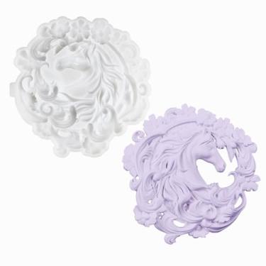 Imagem de XYQHOAC Molde de silicone para pendurar na parede de cavalo de guirlanda moldes de cabeça de animal molde de resina epóxi de cavalo moldes de silicone para resina epóxi faça você mesmo pendurar na