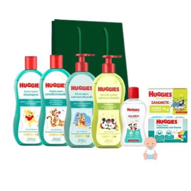 Imagem de Kit Huggies Higiene Infantil Bebê Extra Suave com Colonia 7 Itens