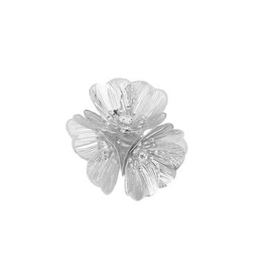 Imagem de Anel de declaração de flor de zircônia cúbica grande para mulheres, moda delicada, banhado a ouro, filigrana, floral, floral, aberto, casamento, compromisso, anéis de dedo, joias de ajuste confortável