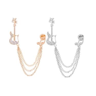 Imagem de ARFUKA Broches e alfinetes para mulheres strass violão e correntes broche e alfinete de lapela para mulheres homens - acessório de joias para casacos, vestidos, blazers pacote com 2, Metal, Sem Pedra