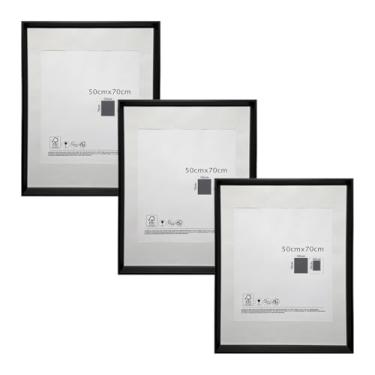 Imagem de KIT 3 Porta Retratos Quadrado de Vidro com Paspatur Expositor para Fotos 70x50 Versátil para Parede ou Balcão Outlet dos Quadros LLA (Preto)