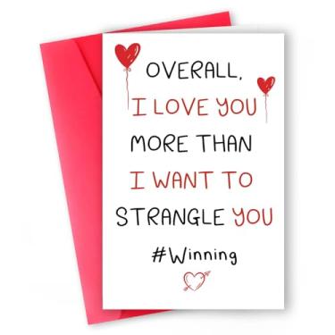 Imagem de ICOOLYI Cartão engraçado de Dia dos Namorados, presente romântico hilário para ele, ela, namorado, namorada, marido, esposa, perfeito para casais, cartão de aniversário ou aniversário (#Winning