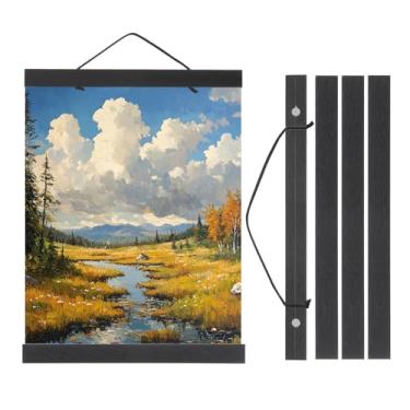 Imagem de PATIKIL 2 conjuntos de molduras magnéticas para pôster, 30,5 cm, imã de madeira, cabides para fotos, ilustrações, mapas, preto