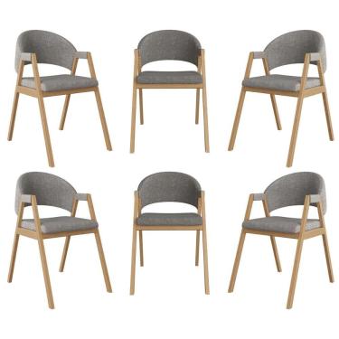 Imagem de Kit 6 Cadeiras Suellen Luxo Reforçada Mesa De Jantar Linho Grafite